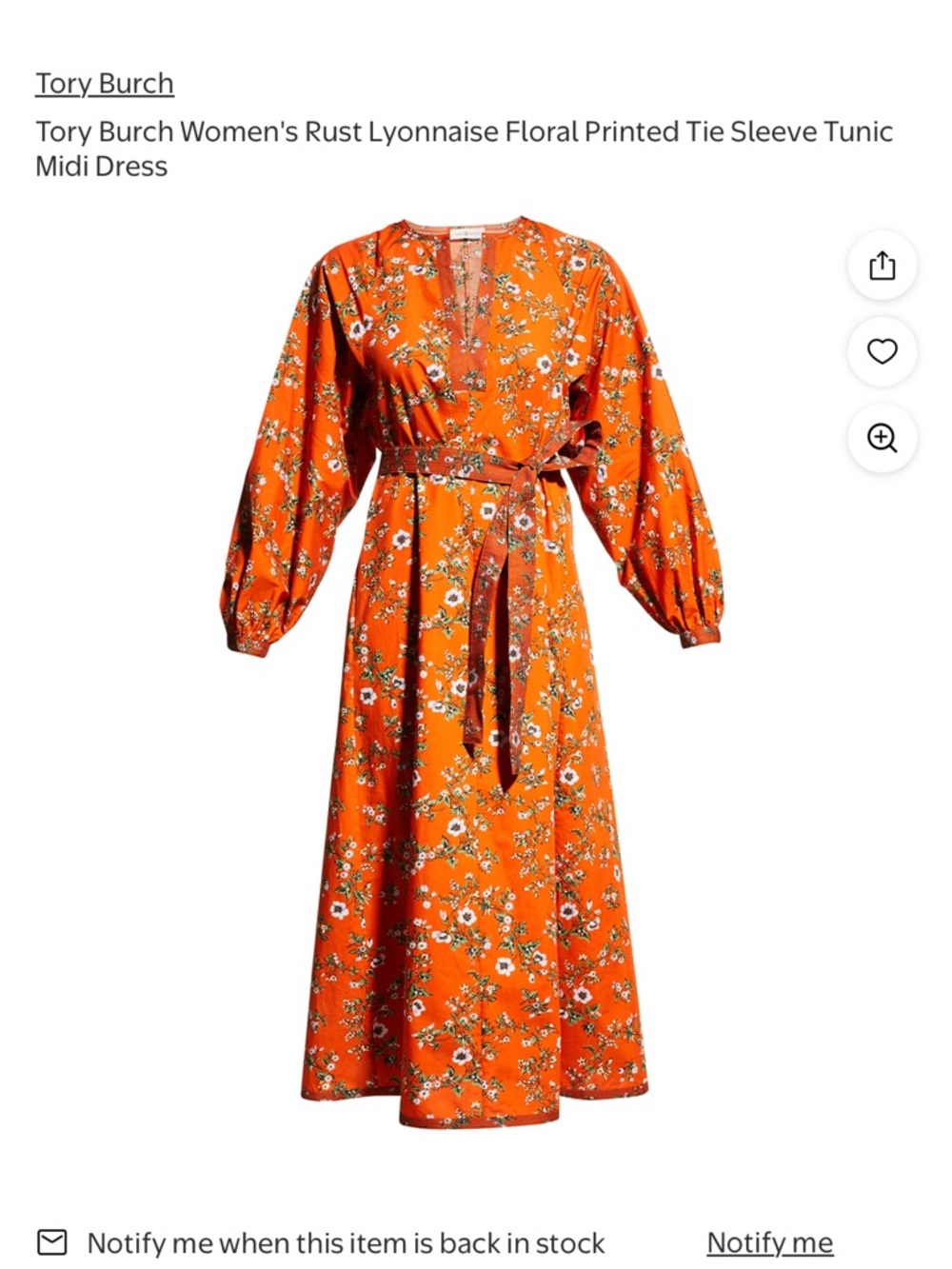 Tory Burch Lyonnaise Floral Dress Size 8